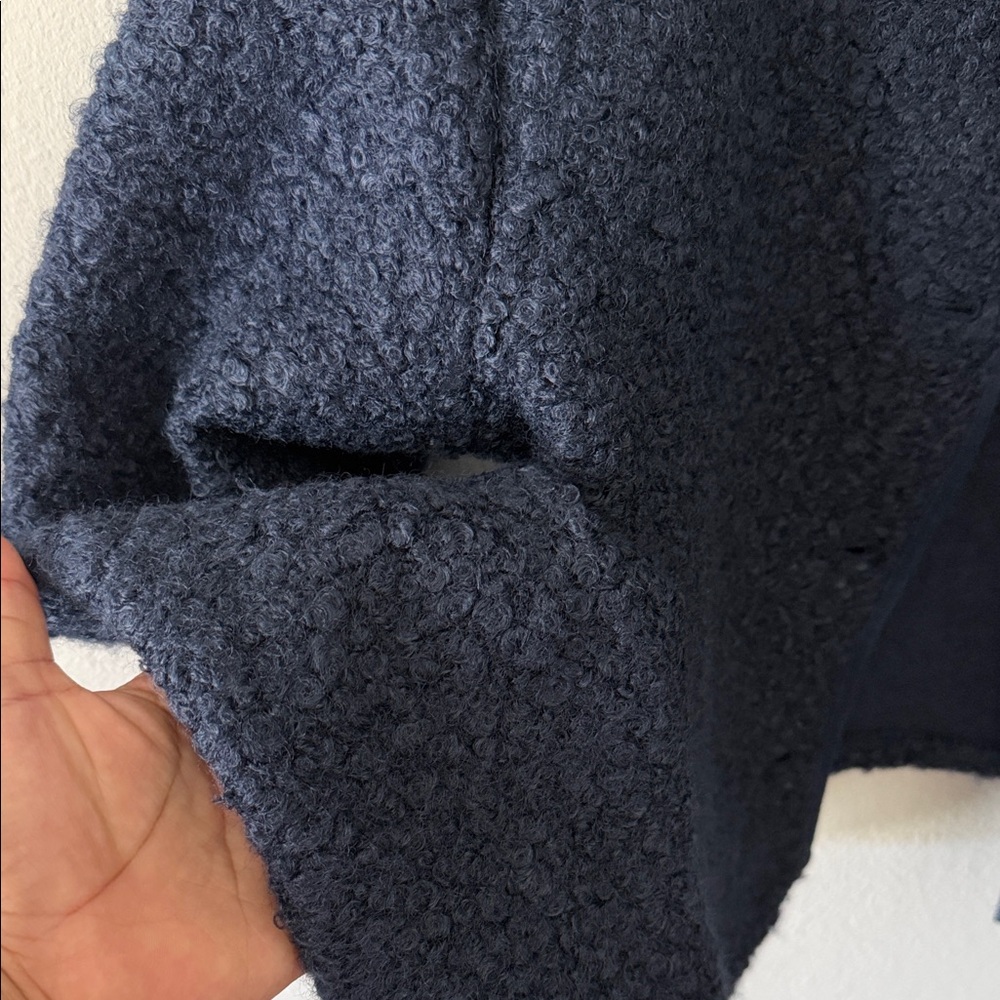 H&M Navy Textured Button-Front Jacket - Picture 3 of 5